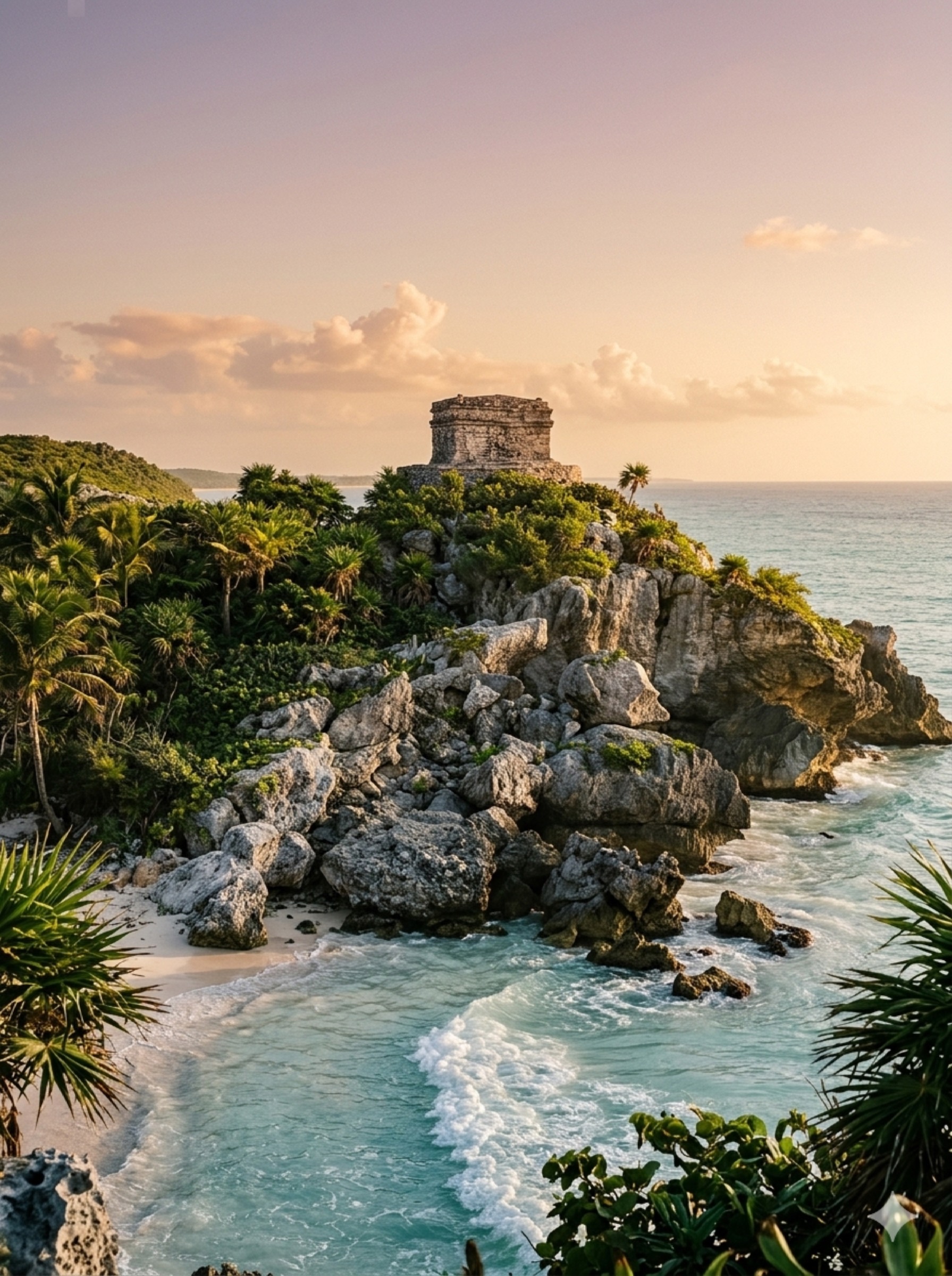 Tulum — Mayan ruin overlooking turquoise sea and white-sand cove